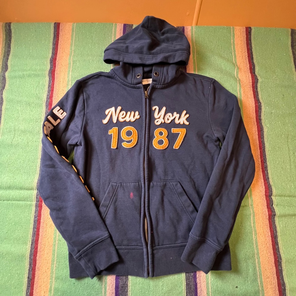 Aeropostale Full Zip Hoodie womans Small Navy New York 1987 Graphic Sweatshirt